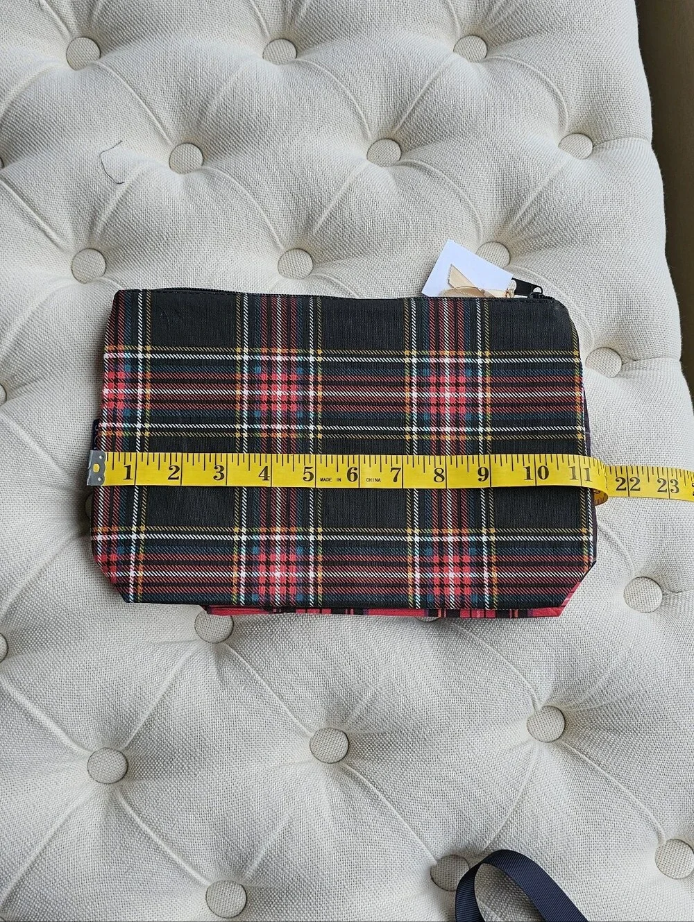 New! J.Crew Three-set Red Black Tartan Plaid Blackwatch Pouch Purse Bag NWT